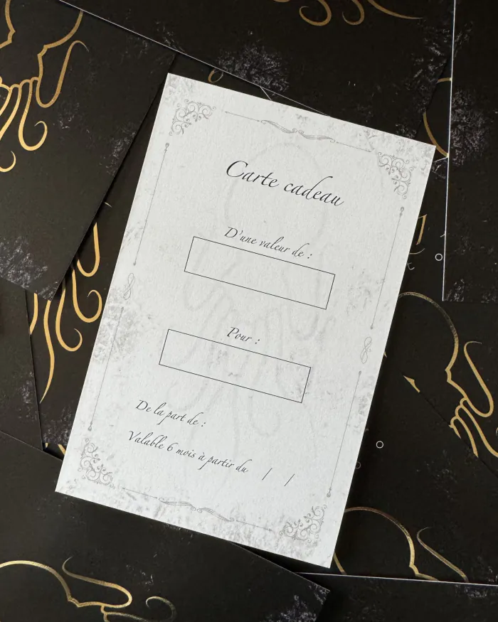 Carte cadeau tatouage 6'Ril Tattoo, verso à compléter avec le montant et le bénéficiaire